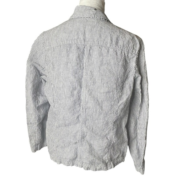 British Khaki Size large 100% Linen Pinstripe Lightweight Nautical Blazer - Picture 4 of 7